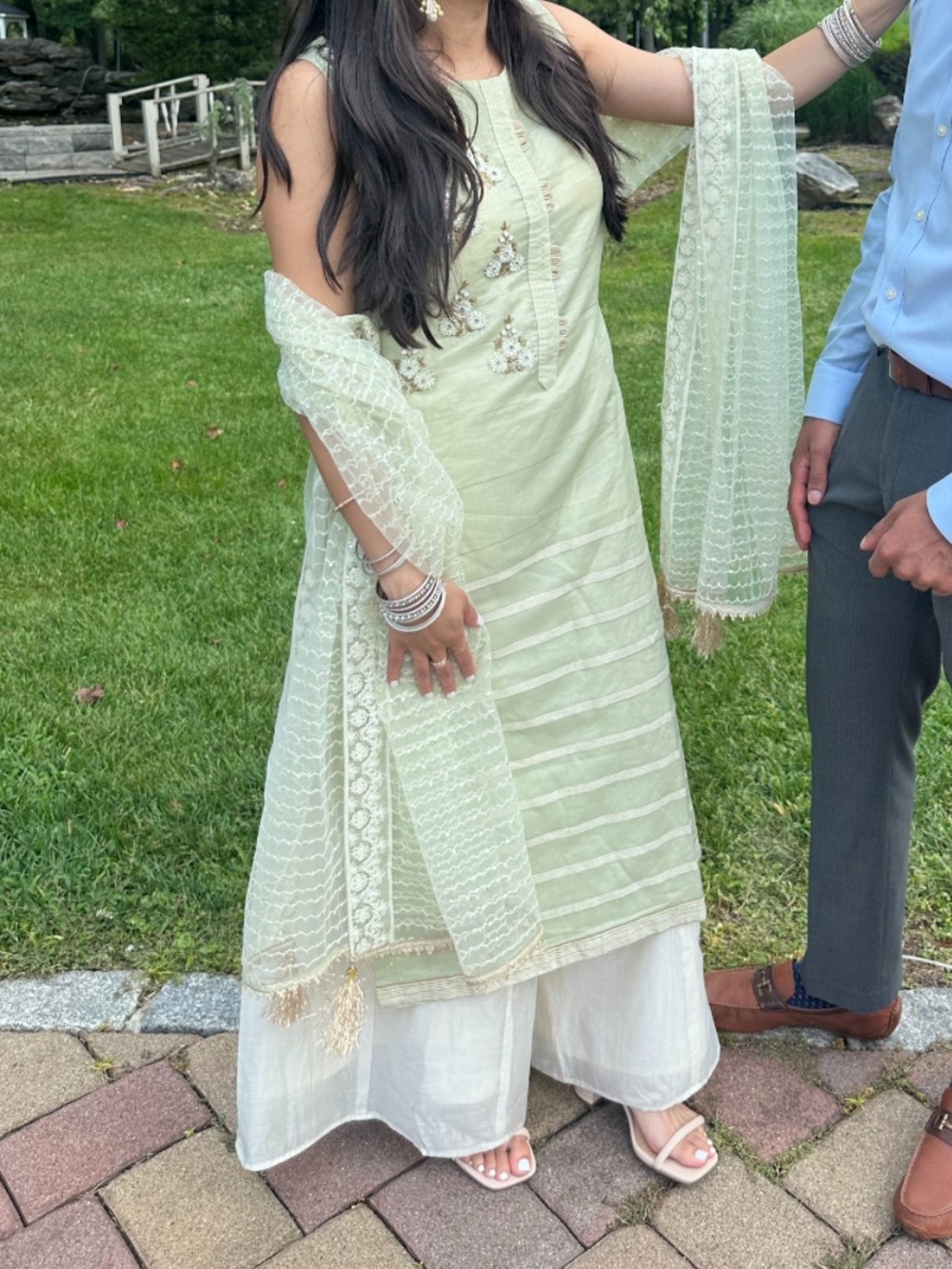 Pale Pistachio Embroidered Salwar Kameez with Dupatta